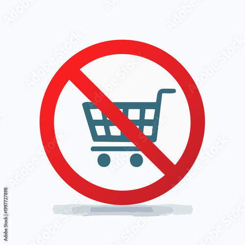 No Shopping Cart Sign, Ban on Shopping, Prohibited Symbol, Isolated Icon