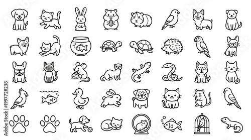 Various animal icons and symbols.