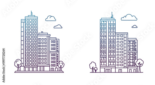 Modern City Skyscraper Buildings Architecture.