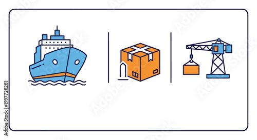 Cargo ship with container crane loading.