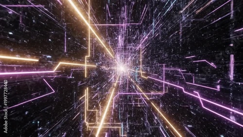 Digital Highway: A mesmerizing visual journey through a futuristic digital landscape, where lines of code and data streams converge to create a vibrant tunnel of information.