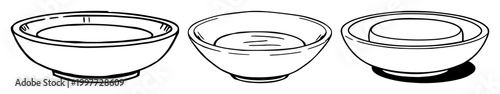Black line art, white background: aesthetic ceramic soap dish set with simple line art design featuring outline, illustration, graphic elements with clean design and vector art