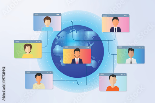 Business team working remotely online, Social Networking
