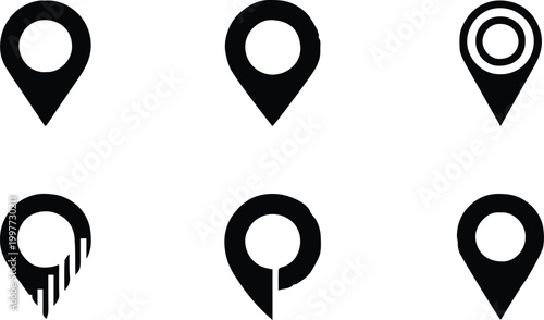 marker location marker icons pin silhouettes vector map symbol set