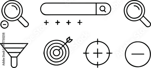 search vector icons magnifying glass search bar zoom filter focus target ui element