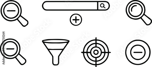 search magnifier icons search bar zoom in zoom out filter focus target