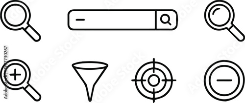 Quadro em tela search icons pack magnifying glass zoom in zoom out filter target tools