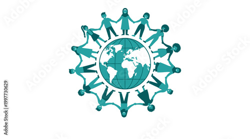 People gathered around the globe in unity and harmony outdoors