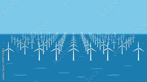 Offshore wind farm installation underway in open ocean waters