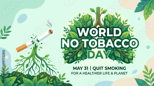 World No Tobacco Day Illustration for May 31 Quit Smoking Campaign