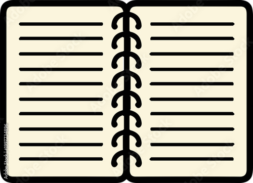 Open spiral-bound notebook with blank lined pages for writing notes, journaling, or sketching ideas on a white background