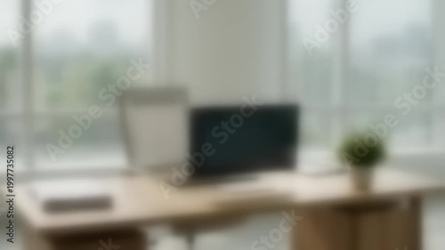 Laptop Workspace Blurred Background Scene