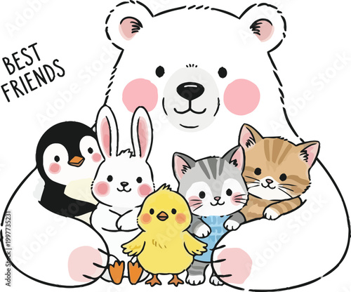 Adorable animal stack a whimsical illustration of friendship and playfulness