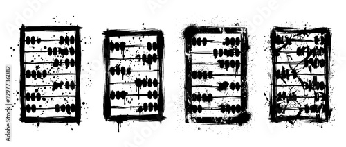 abacus , Grunge brush distressed paint splatter vector set 