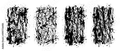 bark , Grunge brush distressed paint splatter vector set 