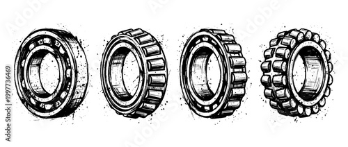 bearing , Grunge brush distressed paint splatter vector set 