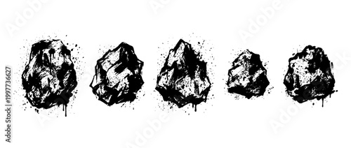 boulder , Grunge brush distressed paint splatter vector set 