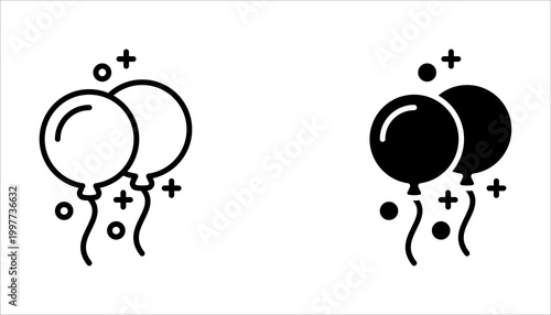 Balloon icons collection web design, minimal line style, with a white background.