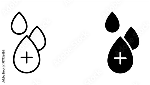 Blood donation icon set, dropped blood donor transfusion icon for charity blood donation and health care support , vector illustration .