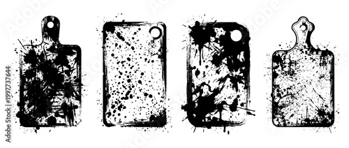 cutting board , Grunge brush distressed paint splatter vector set 
