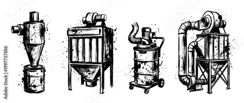 dust collector , Grunge brush distressed paint splatter vector set 