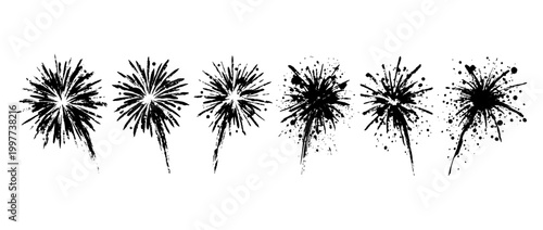firework , Grunge brush distressed paint splatter vector set 