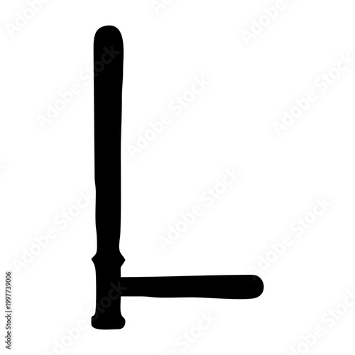 Black Silhouette of a Police Baton or Nightstick.