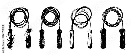 jump rope , Grunge brush distressed paint splatter vector set 