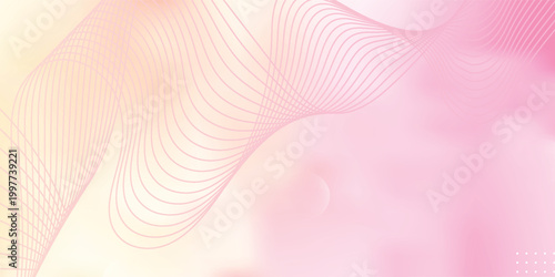 Soft Pink and Peach Abstract Gradient Background with Elegant Wavy Lines.Vector Illustration