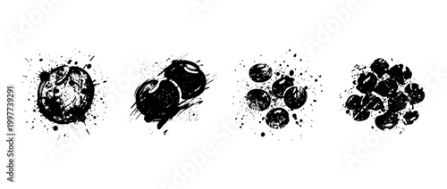 lentil , Grunge brush distressed paint splatter vector set 