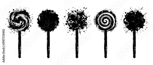 lollipop , Grunge brush distressed paint splatter vector set 