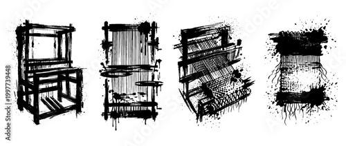 loom , Grunge brush distressed paint splatter vector set 