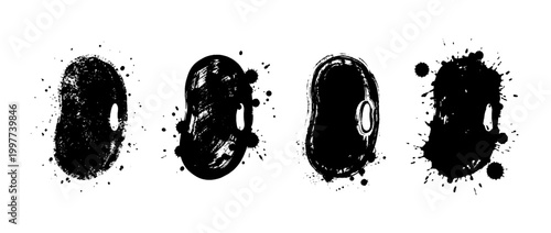 mung bean , Grunge brush distressed paint splatter vector set 