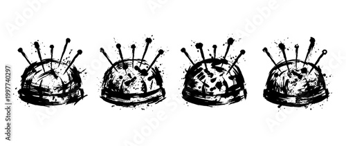 pin cushion , Grunge brush distressed paint splatter vector set 