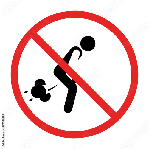 No Farting Sign, Prohibition Symbol, Flatulence Warning.