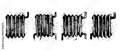 radiator , Grunge brush distressed paint splatter vector set 