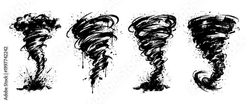 tornado , Grunge brush distressed paint splatter vector set 