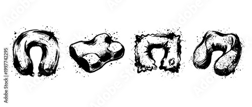 travel pillow , Grunge brush distressed paint splatter vector set 