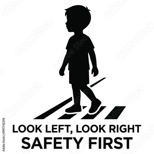 siluet children crossing road