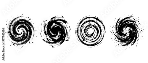 whirlpool , Grunge brush distressed paint splatter vector set 