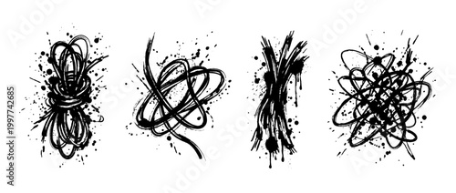 wire , Grunge brush distressed paint splatter vector set 