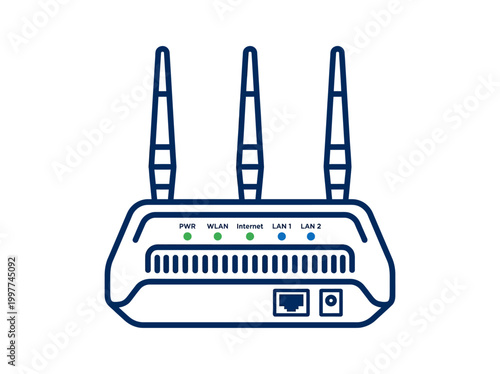 Illustration shows a router with multiple antennas on top