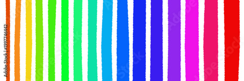 Colorful Stripes of Torn Paper in Vibrant Hues for Creative Projects, Crafts, and Decor