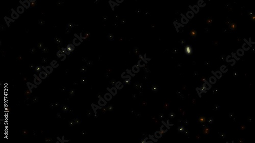 Warm glowing dust particles slowly floating upwards creating an abstract atmospheric overlay movement