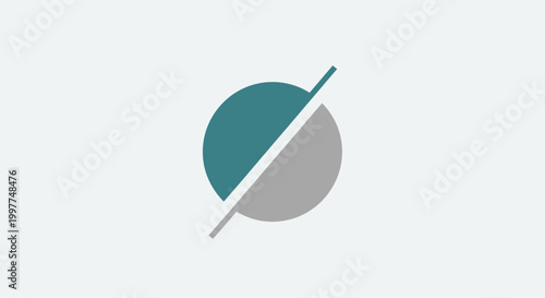 Abstract Circle Divided Teal Gray Minimalist Geometric Shape