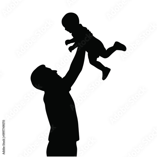siluet father lifting child