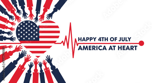 Patriotic 4th of July, American Flag, Independence Day, Red White Blue Vector Icon