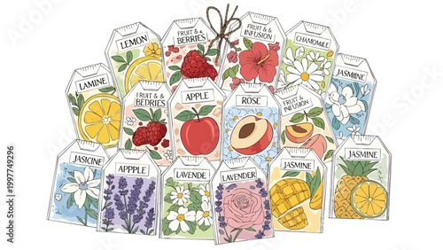 Assorted Herbal Tea Bags Assortment Variety Flavors for Retail Display