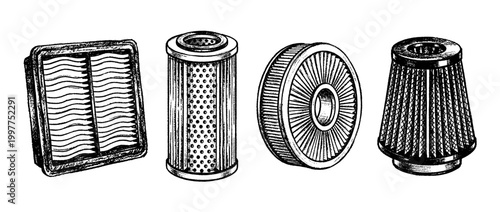 air filter , chalk texture vector set