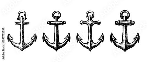 anchor , chalk texture vector set